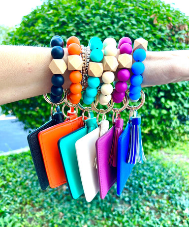 Fall Wallet Wristlet Silicone Bead Tassel Keychains (assorted)