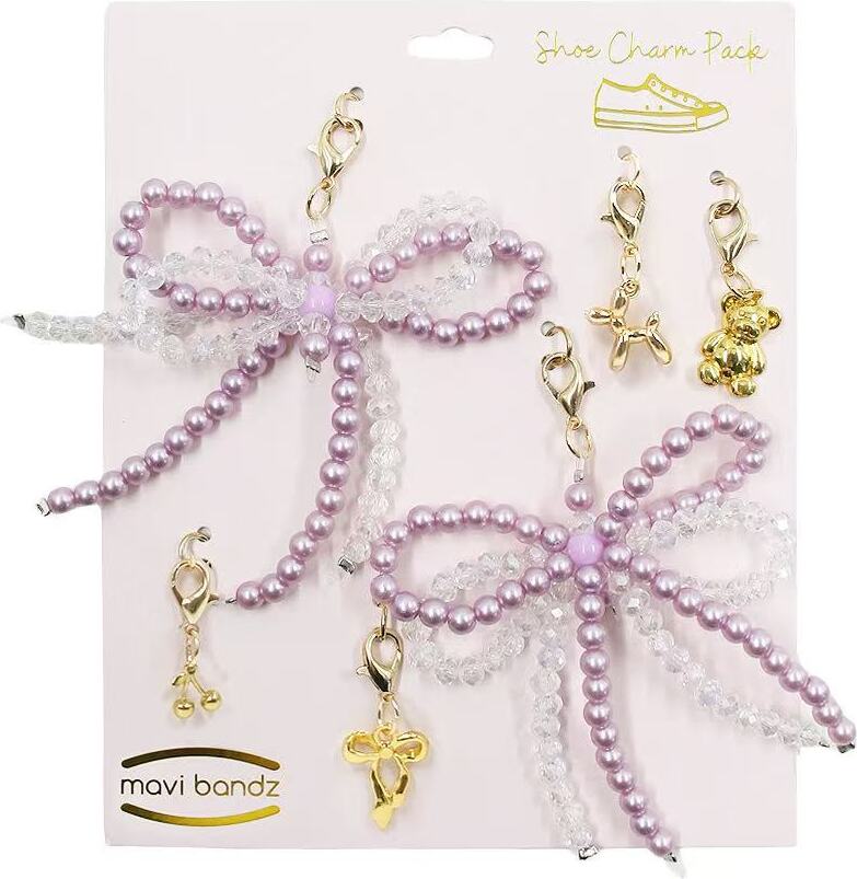 Purple Pearl Bow Shoe Charms (assorted)