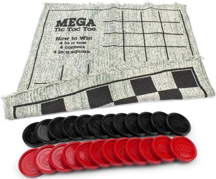 3-in-1 Giant Checkers Rug with Mega Tic Tac Toe
