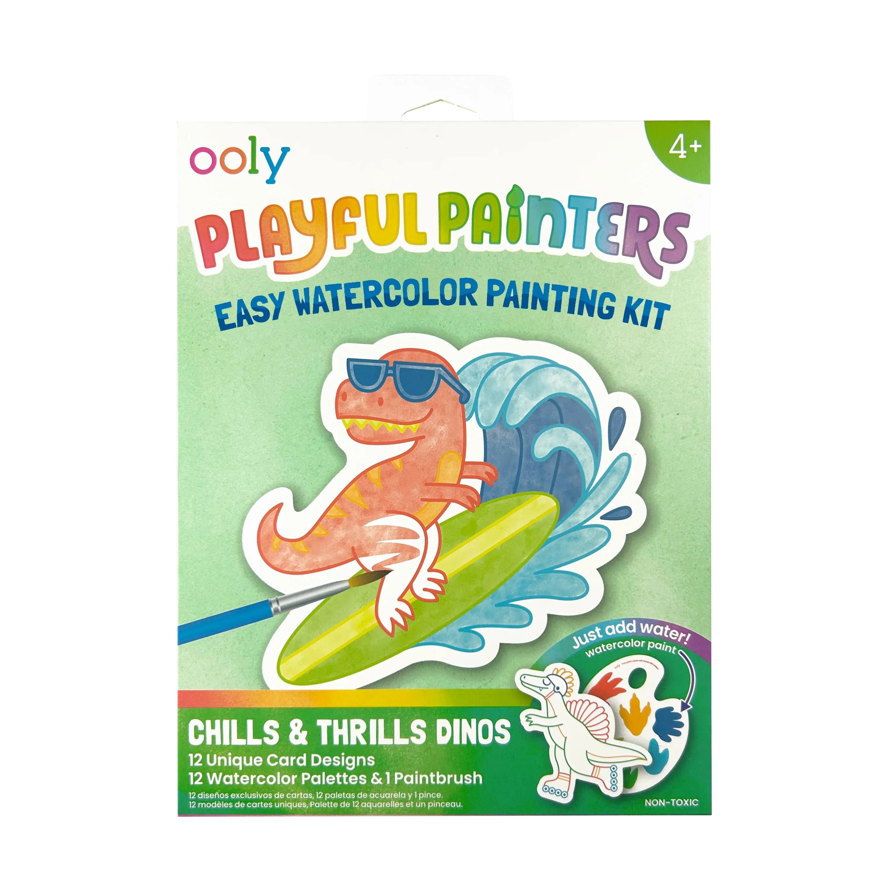 Playful Painters: Easy Watercolor Painting Kit - Chills & Thrills Dino