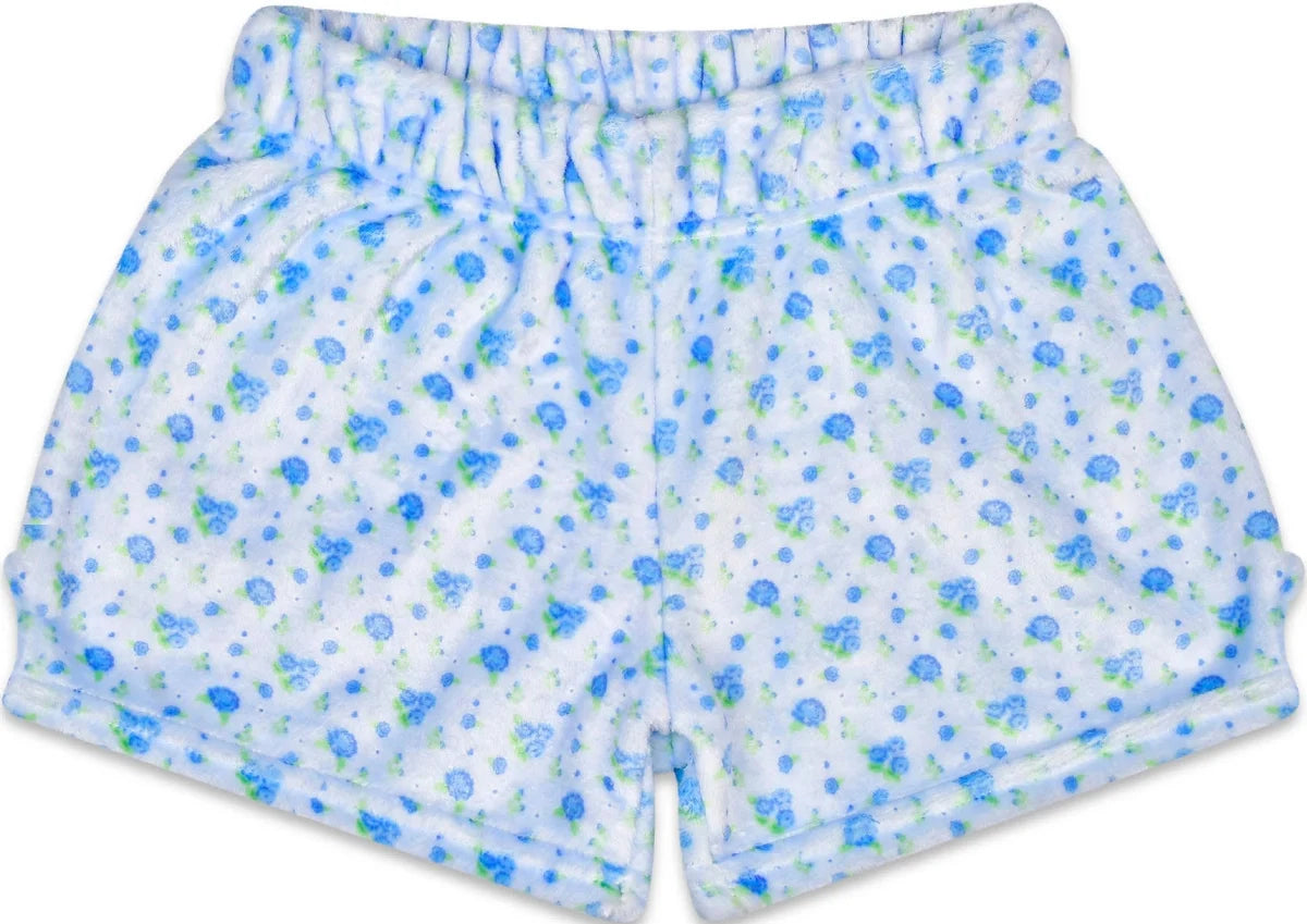 Blue Ditsy Plush Shorts