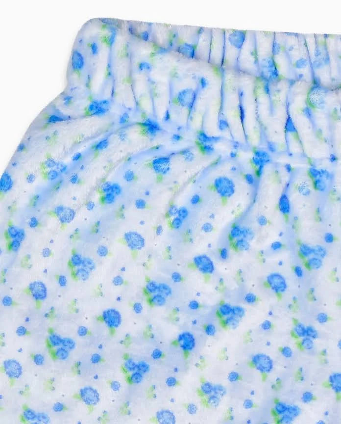 Blue Ditsy Plush Shorts