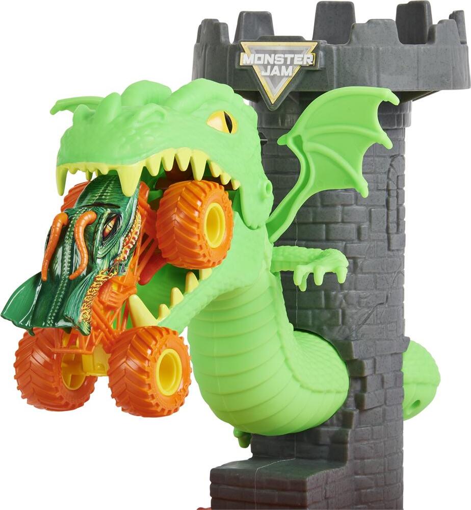 Monster Jam, Dueling Dragon Playset with Exclusive 1:64 Scale Dragon Monster Truck