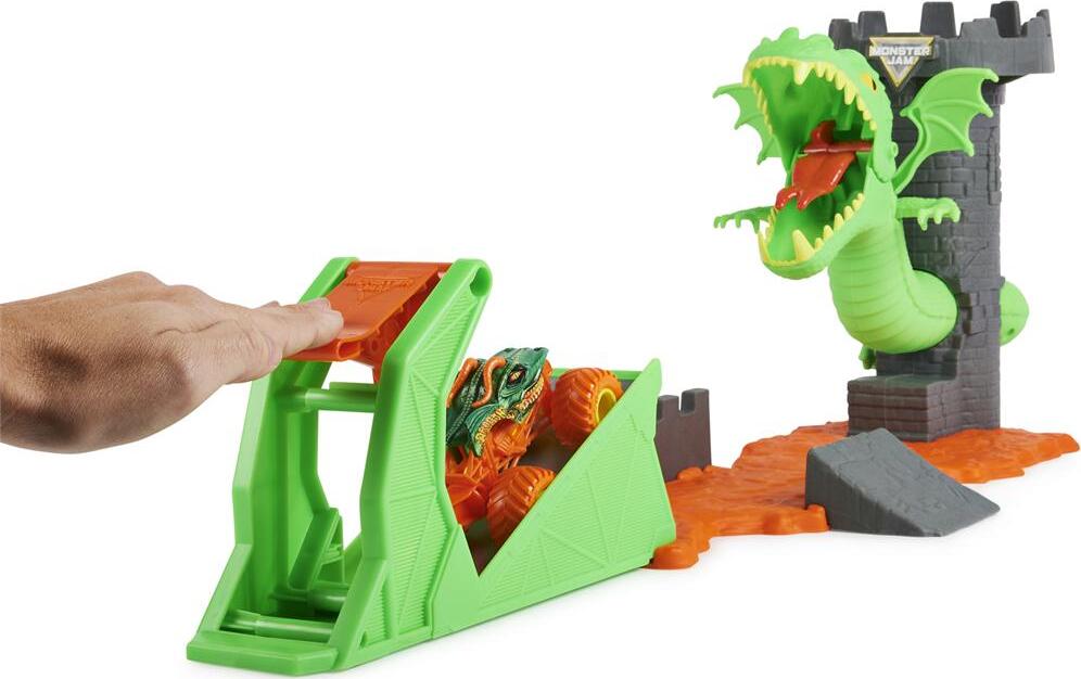 Monster Jam, Dueling Dragon Playset with Exclusive 1:64 Scale Dragon Monster Truck