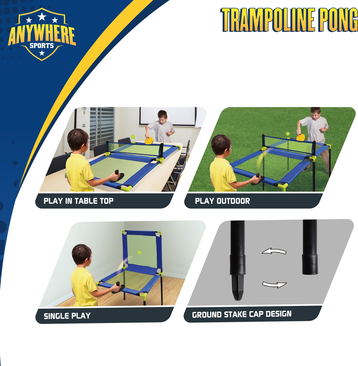 Trampoline Pong - Table Tennis Set