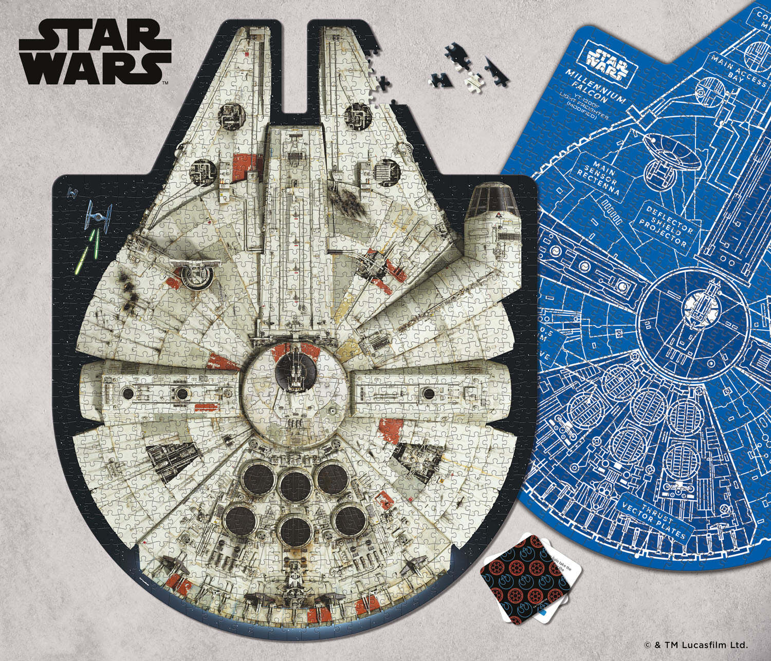 Star Wars Double-Sided Millennium Falcon Jigsaw Puzzle & Trivia