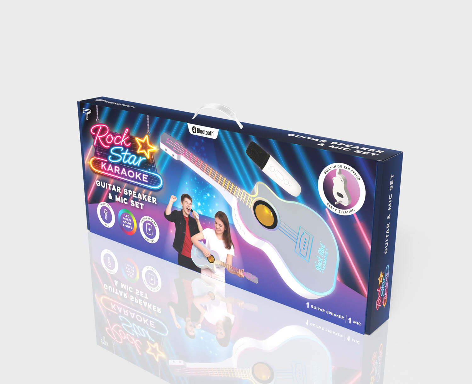 Rock Star Karaoke Guitar Speaker & Mic Set White