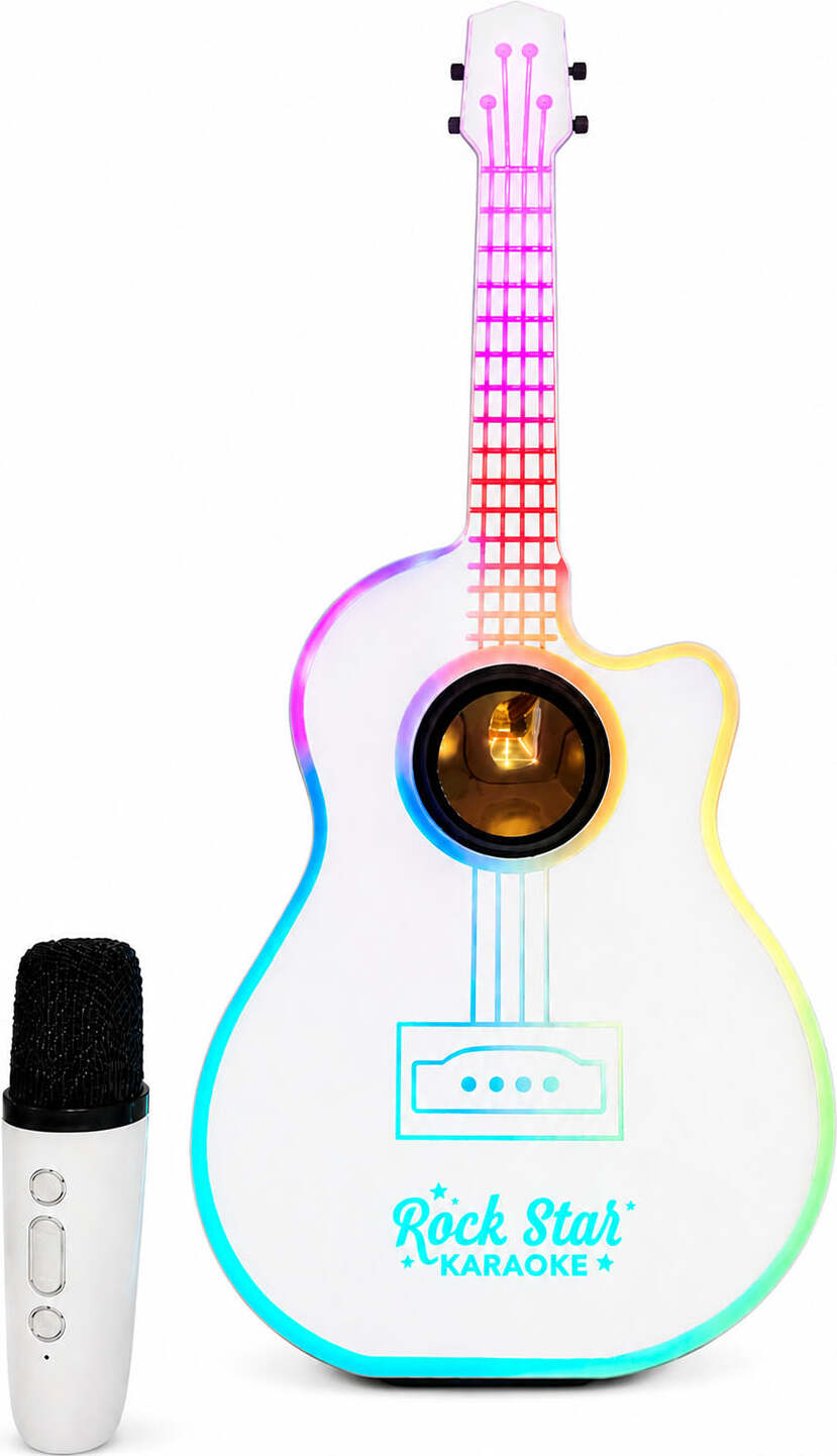 Rock Star Karaoke Guitar Speaker & Mic Set White