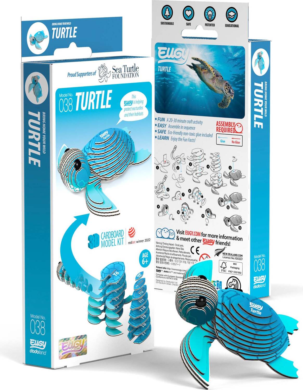Eugy Sea Turtle 3D Cardboard Model Kit