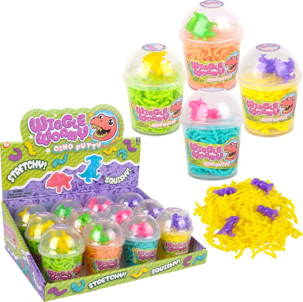 3.6" Wiggle Wormy Dinosaur Putty 12ct