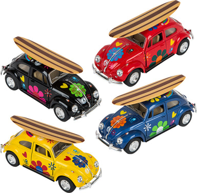 5" Die-cast Classic Vw Beetle With Surfboard