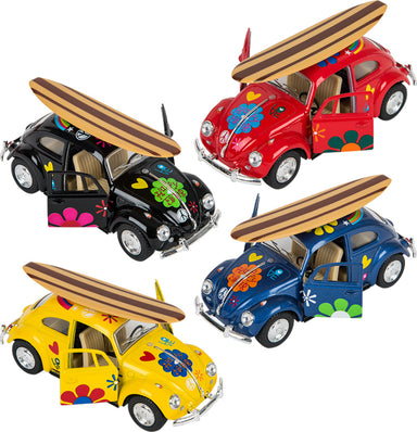 5" Die-cast Classic Vw Beetle With Surfboard