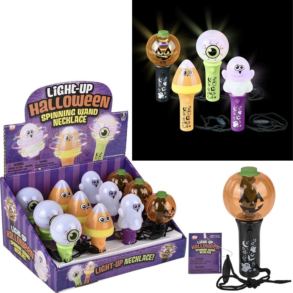 Halloween Mini Light up Spinning Wand Necklace 4.5"