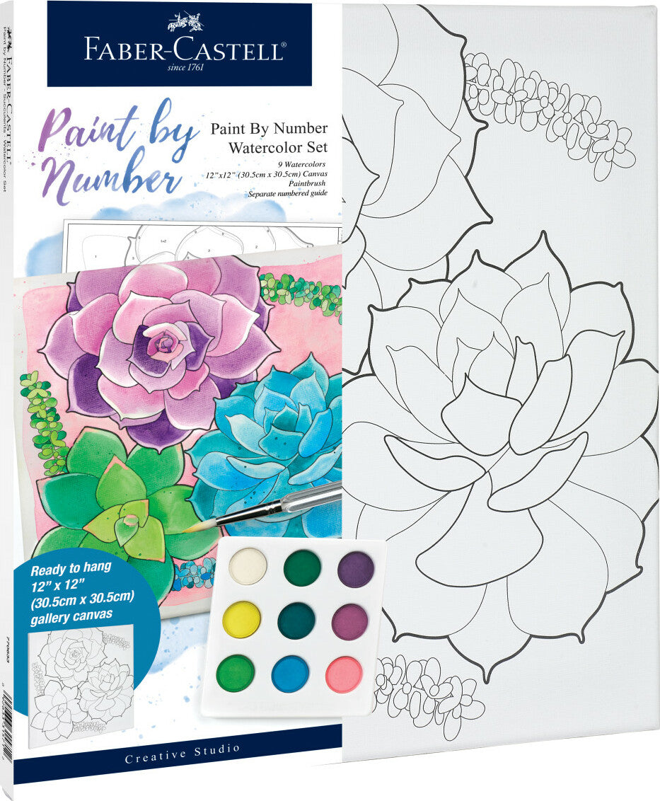 Watercolor Paint by Number Succulents