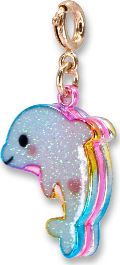 Gold Glitter Tie-Dye Dolphin Charm