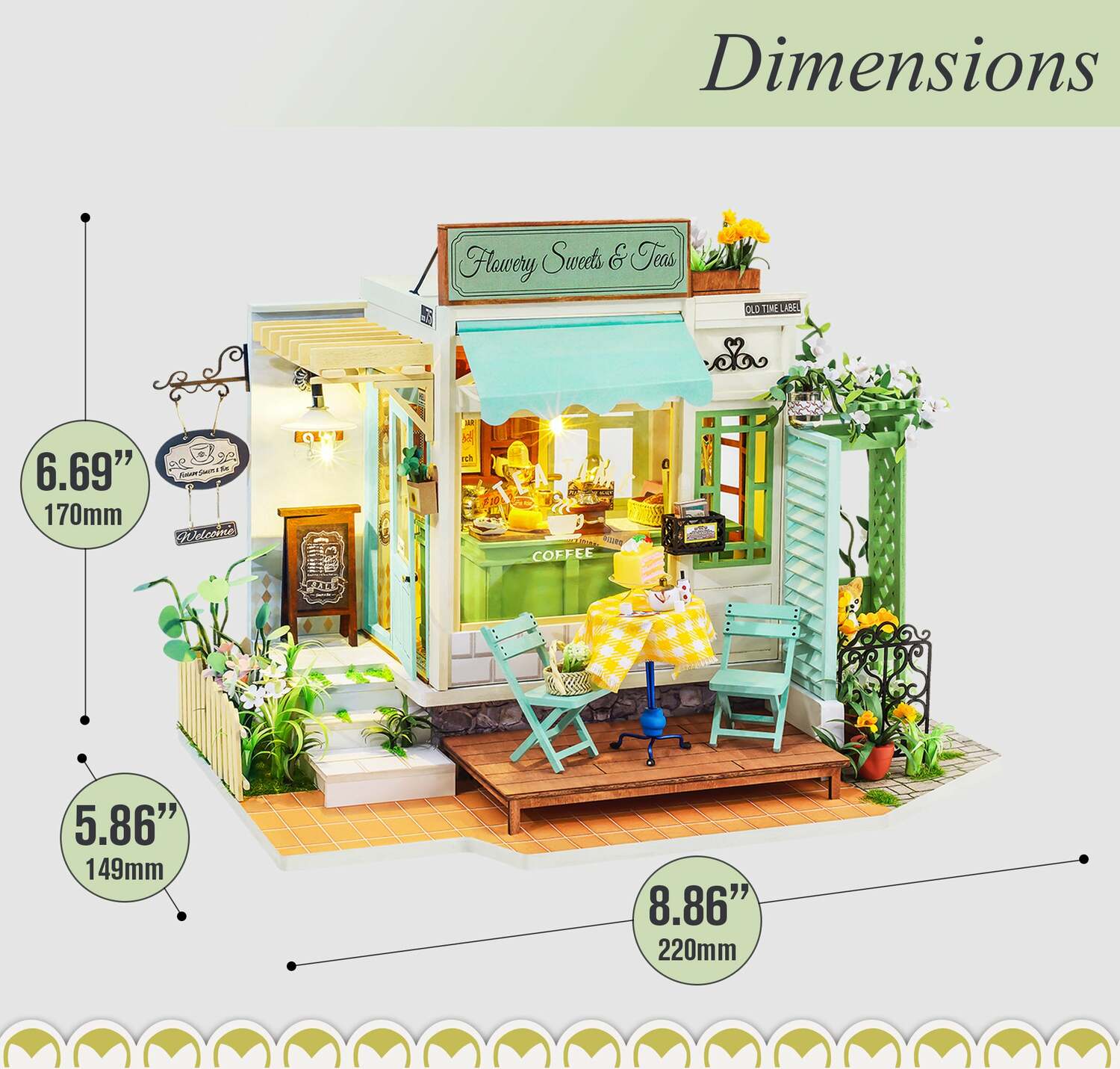 DIY Dollhouse Miniature Store Kit - Flowery Sweets & Teas