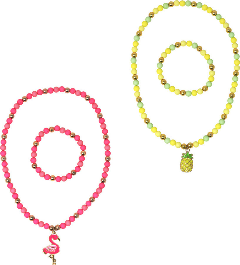 Pineapple flamingo necklace & bracelet s