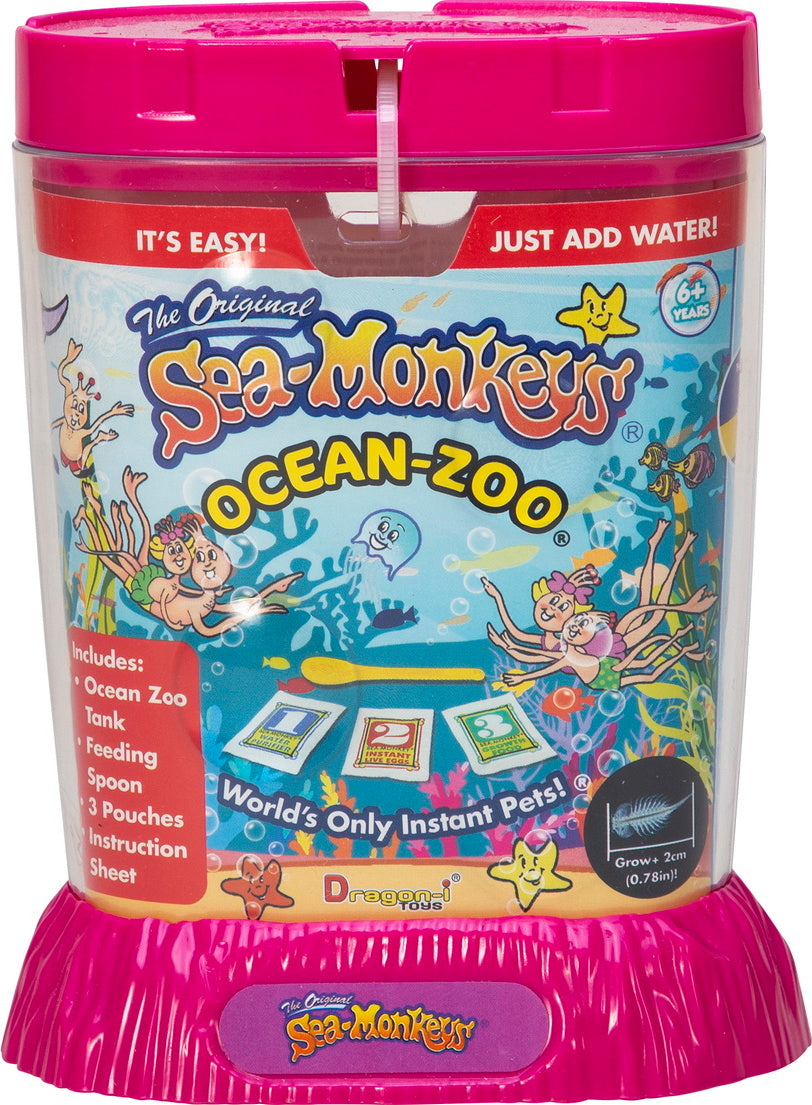 Sea Monkeys Ocean Zoo - Kit Scientifico Per Allevare Scimmie Di Mare - Acquario Con Lenti D'Ingrandimento, Uova, Cibo E Accessori - Gioco Educativo Per Bambini