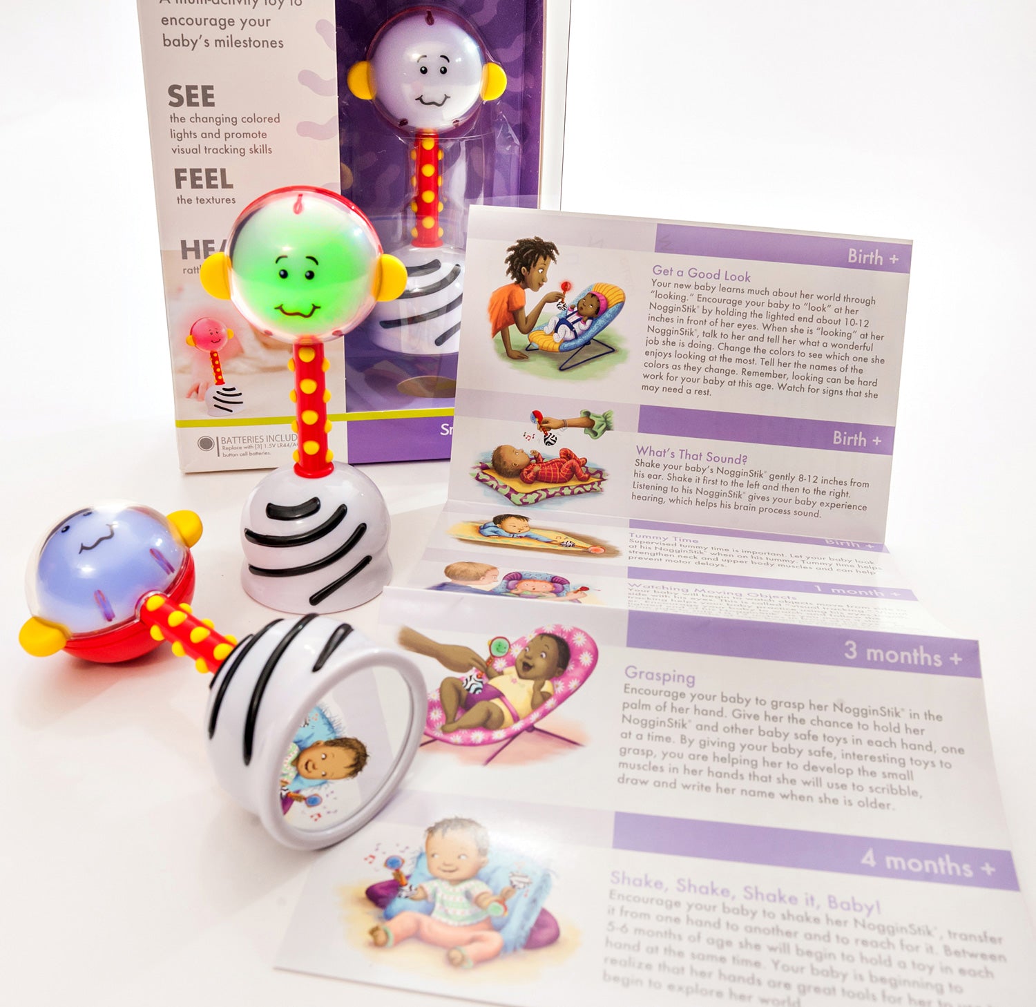 NogginStik Developmental Light-up Rattle