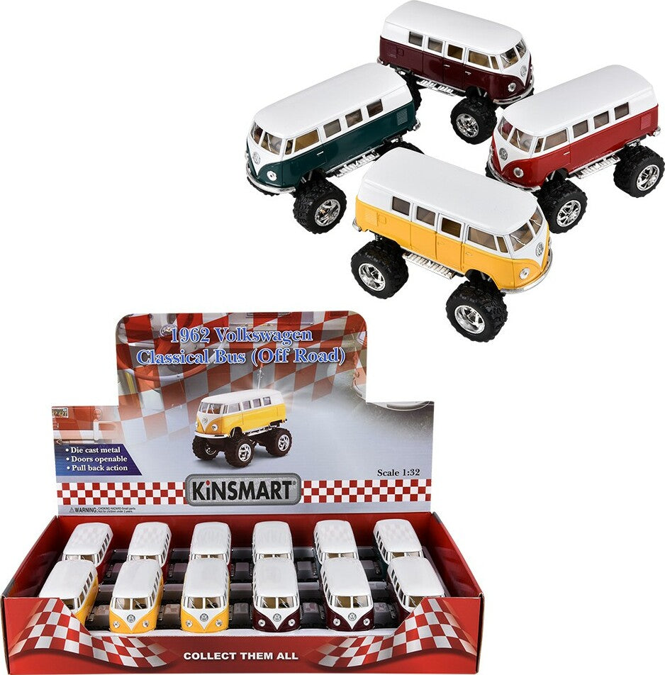 5" Diecast Pull Back Big Wheel VW Bus (assortment - sold individually)
