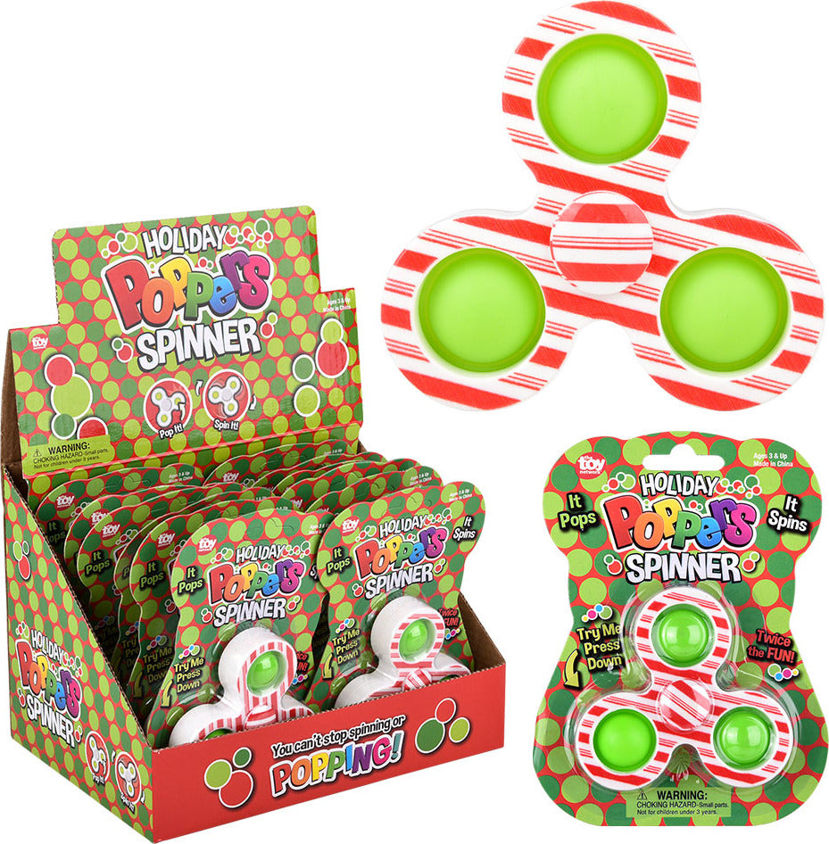 Candy Cane Bubble Popper Spinner 3.33" (assortment - sold individually)